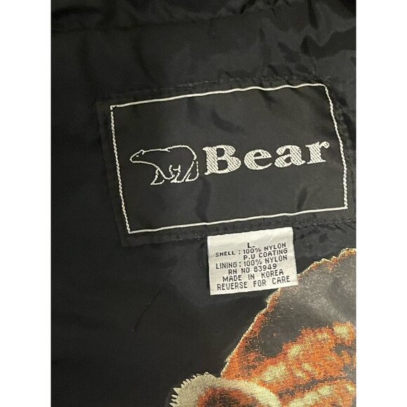 VINTAGE BEAR Windbreaker JACKET Logo MEN'S SIZE Large Black - Picture 7 of 11